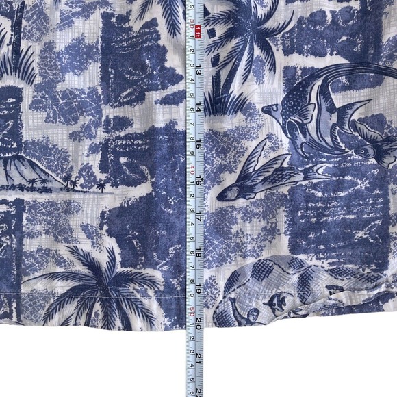 Kids Small Hawaiian Shirt Blue Cotton Aloha Tropical Palm Trees All Over‎ Print - Picture 8 of 10